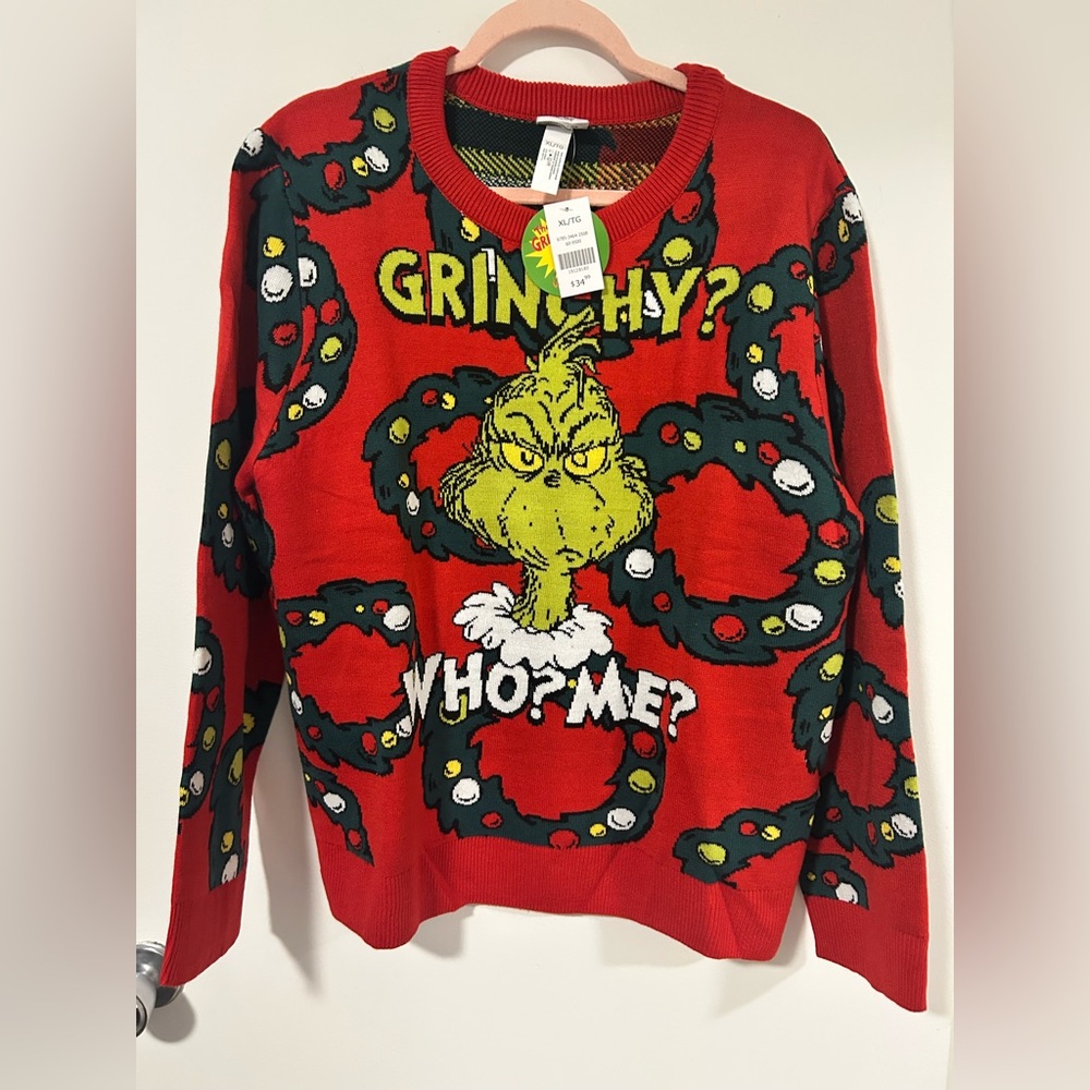 Dr. Seuss Grinchy Red and Green Sweater